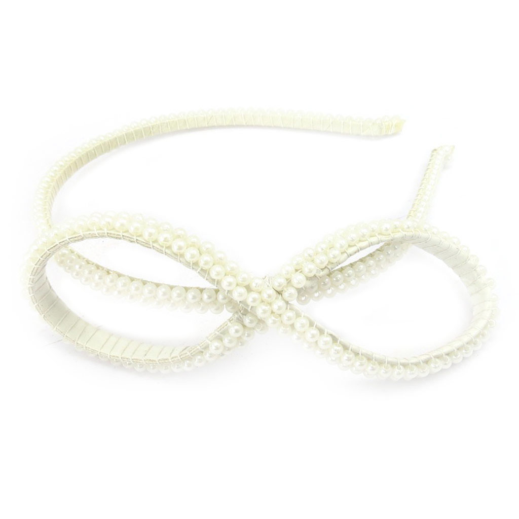 Serre-Tête créateur \'Perla\' blanc ivoire - 14x3 cm (perles) - [K3168]