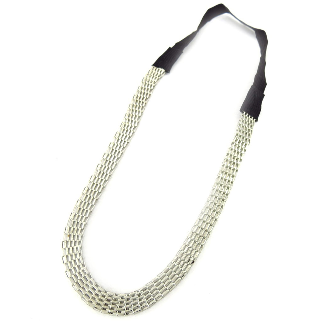 Bandeau métal \'Chorégraphie\' argenté - 1 cm - [K6517]