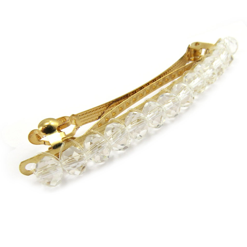Barrette créateur \'Scarlett\' blanc doré - 80x8 mm - [L6271]