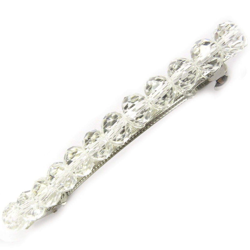Barrette créateur \'Scarlett\' blanc argenté - 80x8 mm - [L6272]
