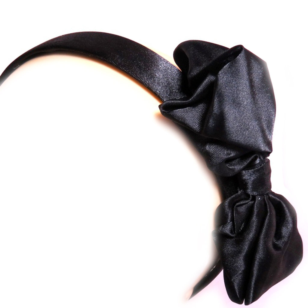 Serre-Tête créateur \'Scarlett\' noir satiné - 12x6 cm - [L6392]