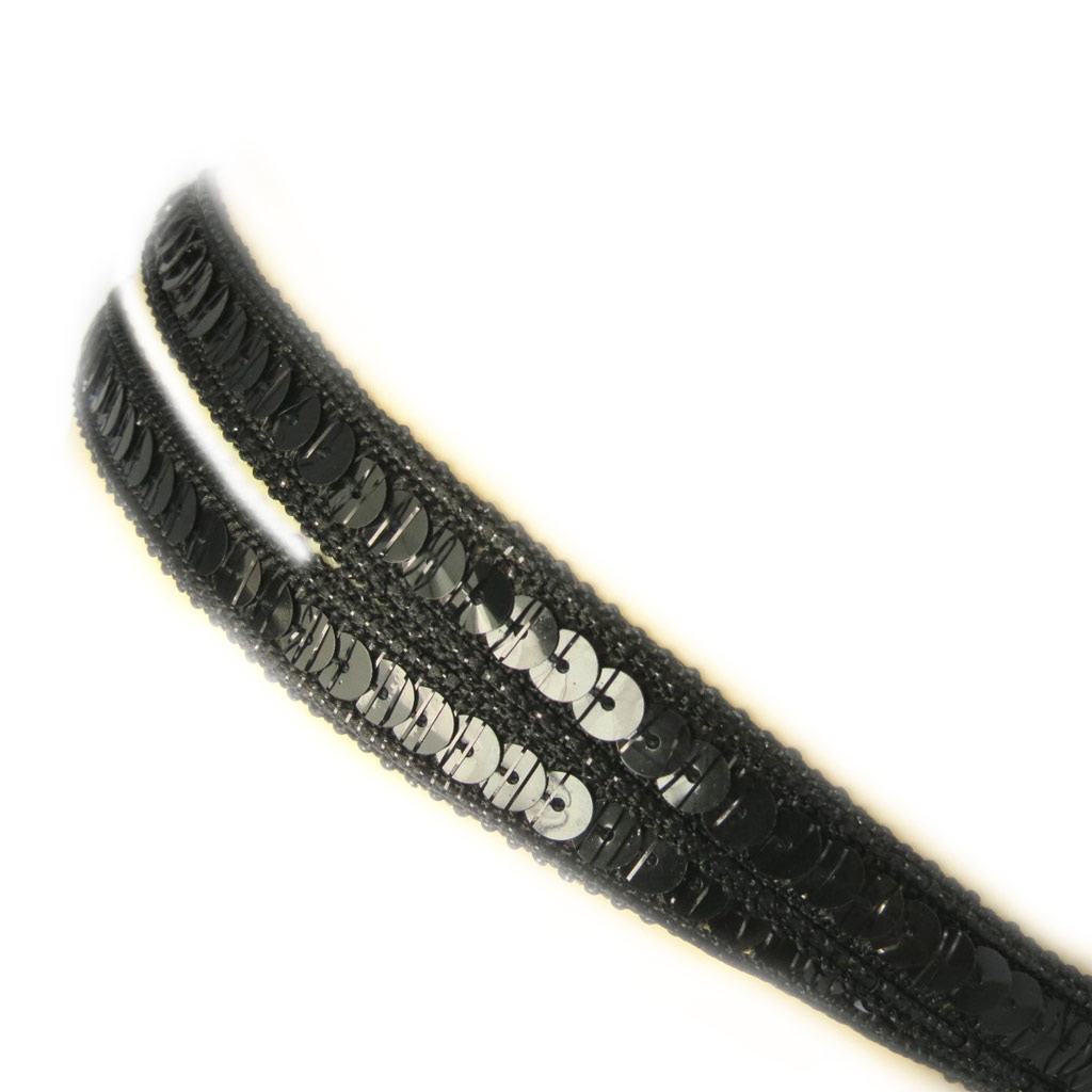 Bandeau souple \'Scarlett\' noir - 12 mm (paillettes) - [M1816]