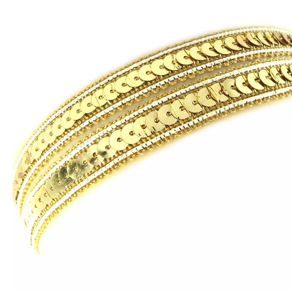 les trésors de lily Bandeau souple 'Scarlett' doré 12 mm (paillettes) [M1817]