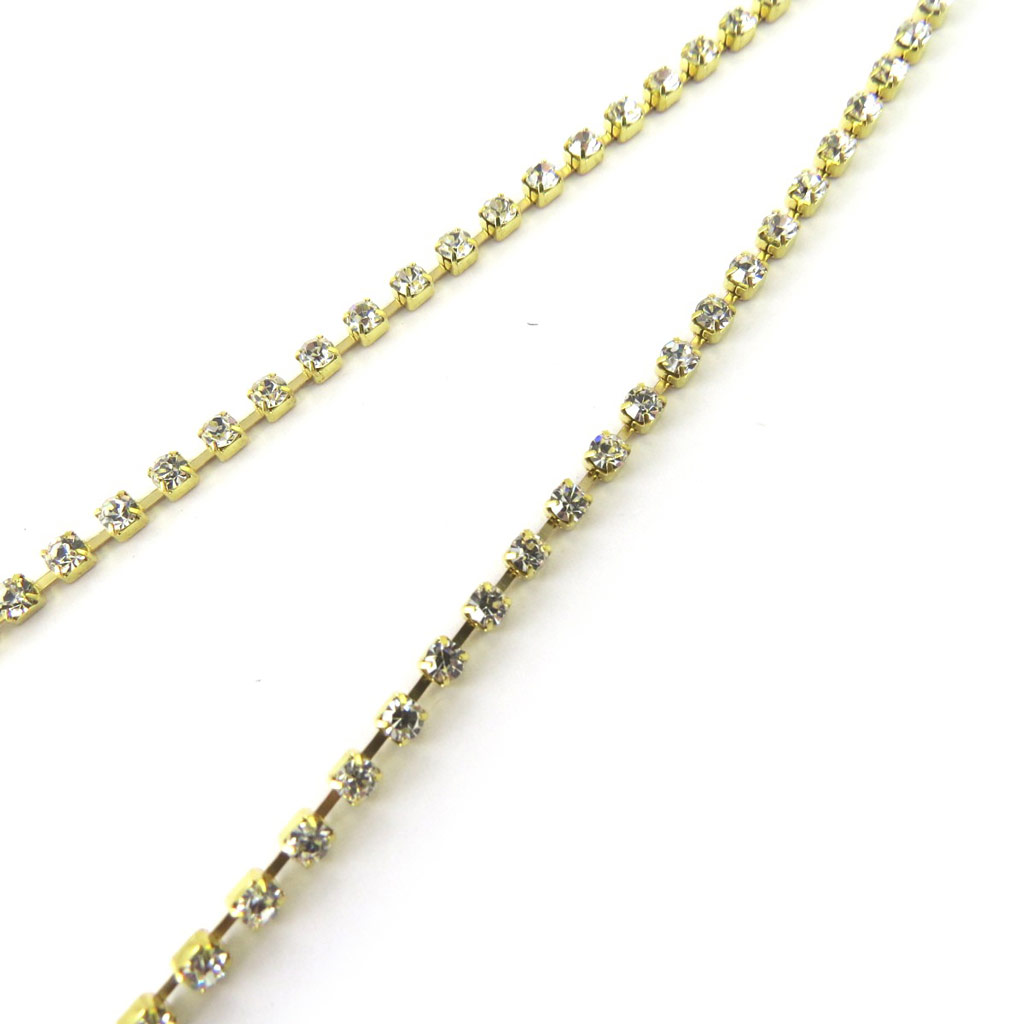 Bandeau souple \'Sissi\' doré blanc (strass) - 3 mm - [M6477]