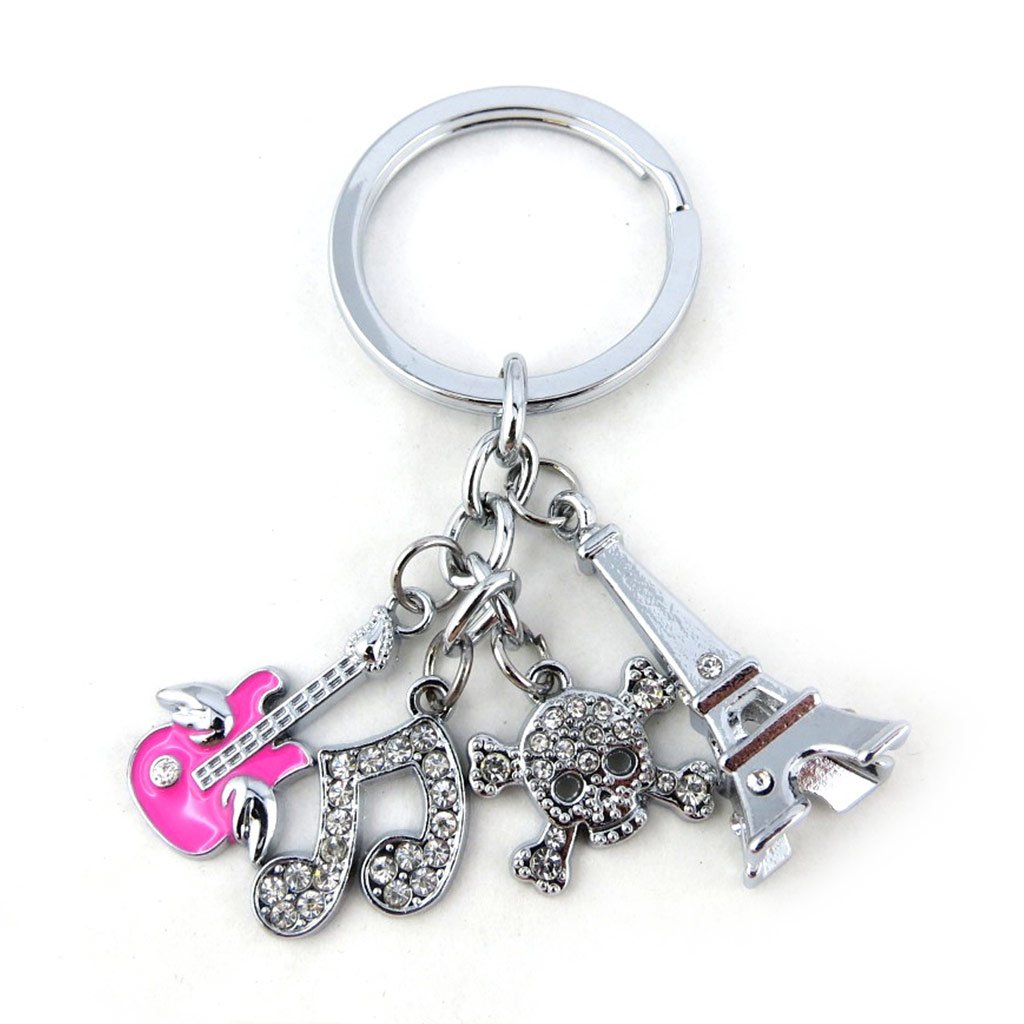 Porte-Clés \'Tour Eiffel Rock\' rose argenté - 35 mm - [N1225]