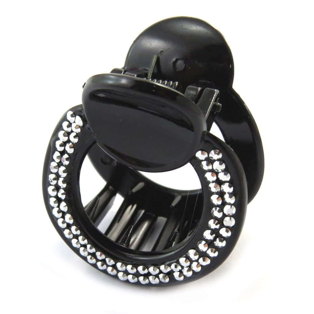 Pince créateur \'Scarlett\' noir argenté (strass) - 40x36 mm - [N4058]