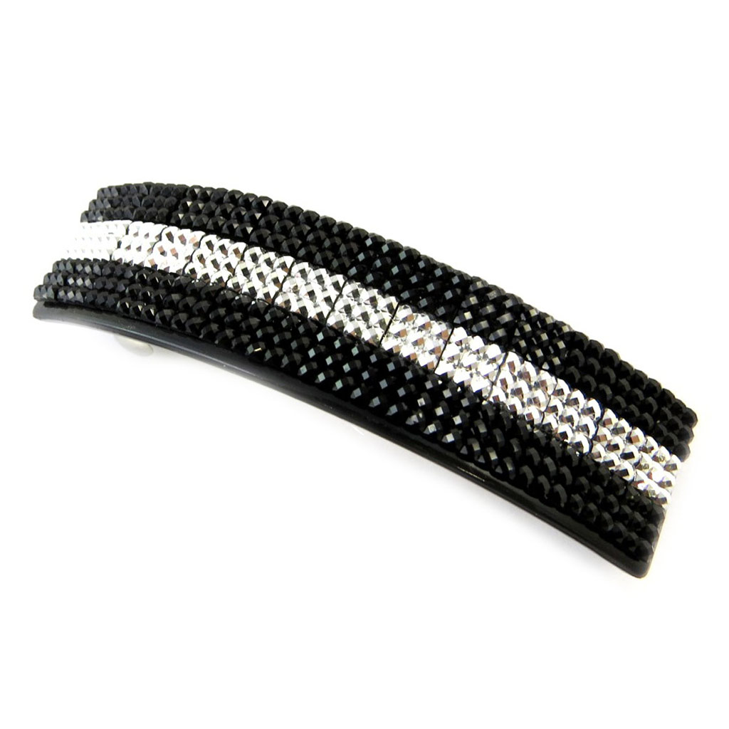 Barrette \'Scarlett\' blanc noir - 80x20 mm - [N6321]