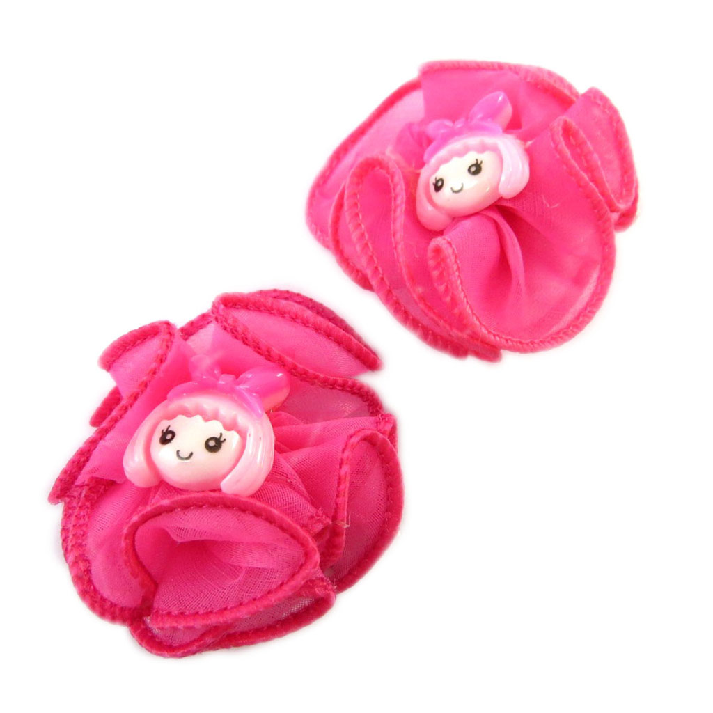 Paire de barrettes \'Scarlett\' rose fuschia - 45 mm - [N7290]