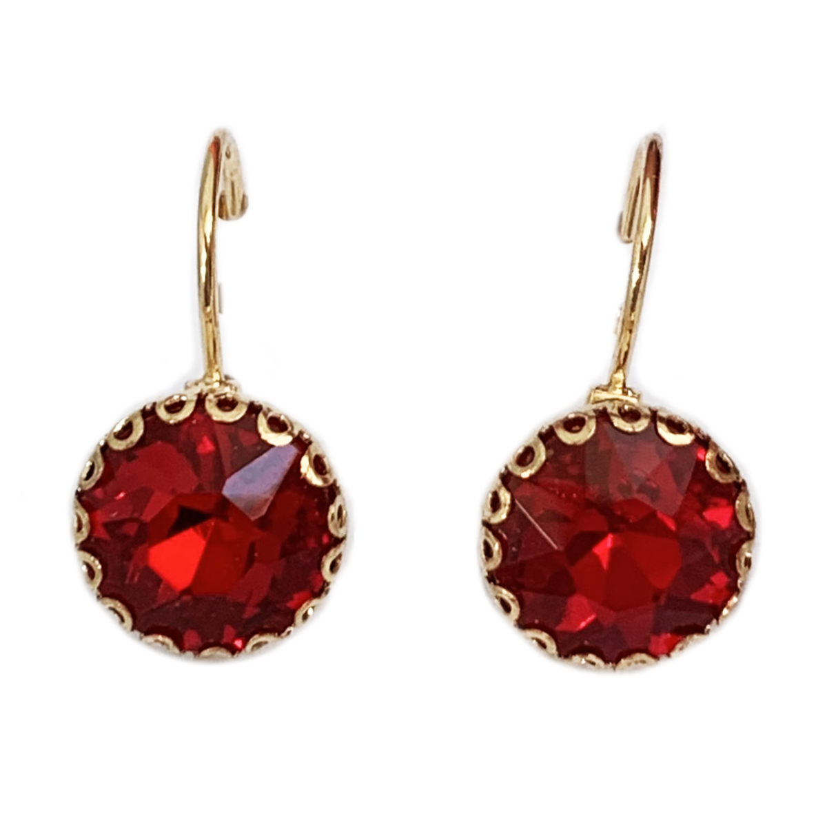 Dormeuses créateur \'Sissi\' rouge doré - 10 mm - [R7319]