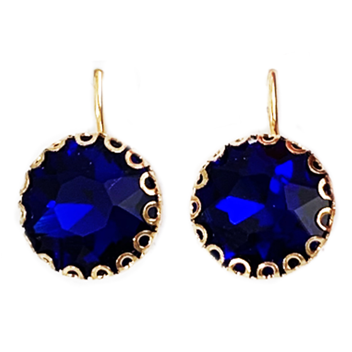 Dormeuses créateur \'Sissi\' bleu doré - 10 mm - [R7320]