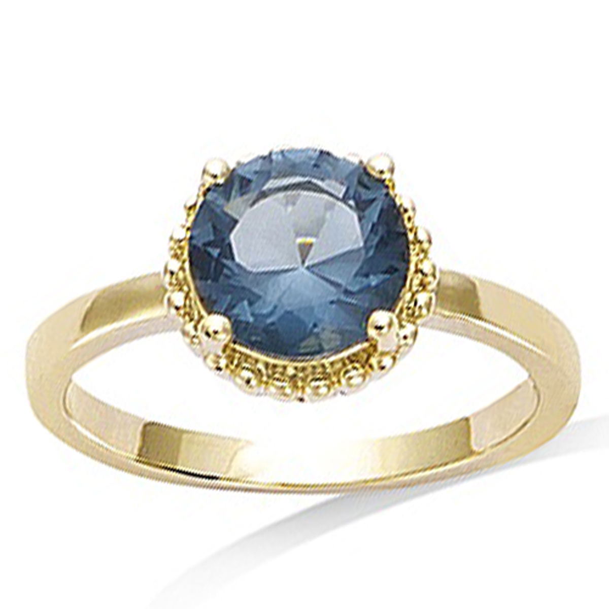 Solitaire Plaqué Or \'Sissi\' bleu doré (London Blue) - 9 mm - [R7395]