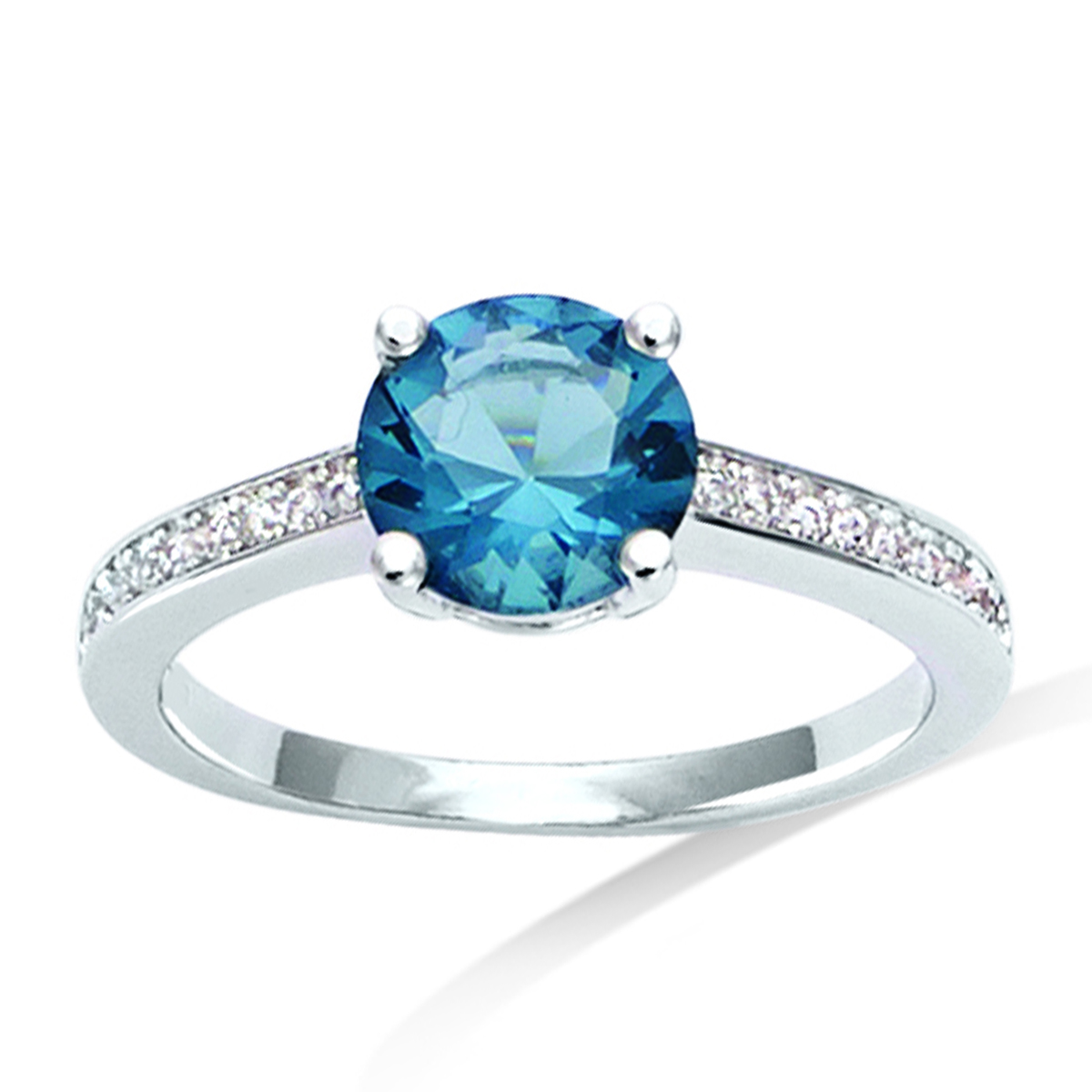 Bague Argent \'Sissi\' bleu argenté (rhodié) - 7 mm (London Blue) - [R7399]