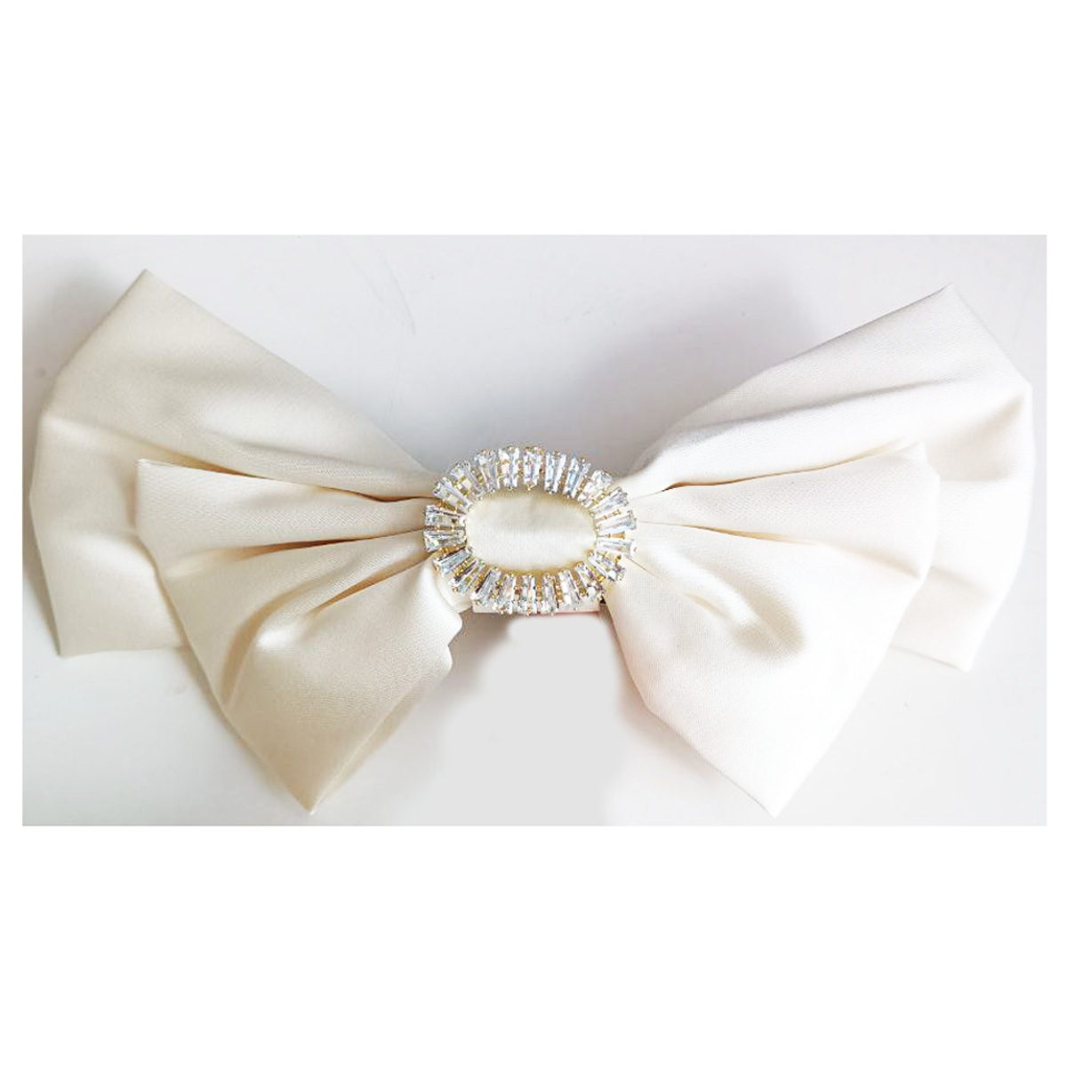 Barrette créateur \'Sissi\' ivoire satiné (nœud romantique) - 16x8 cm - [R7505]