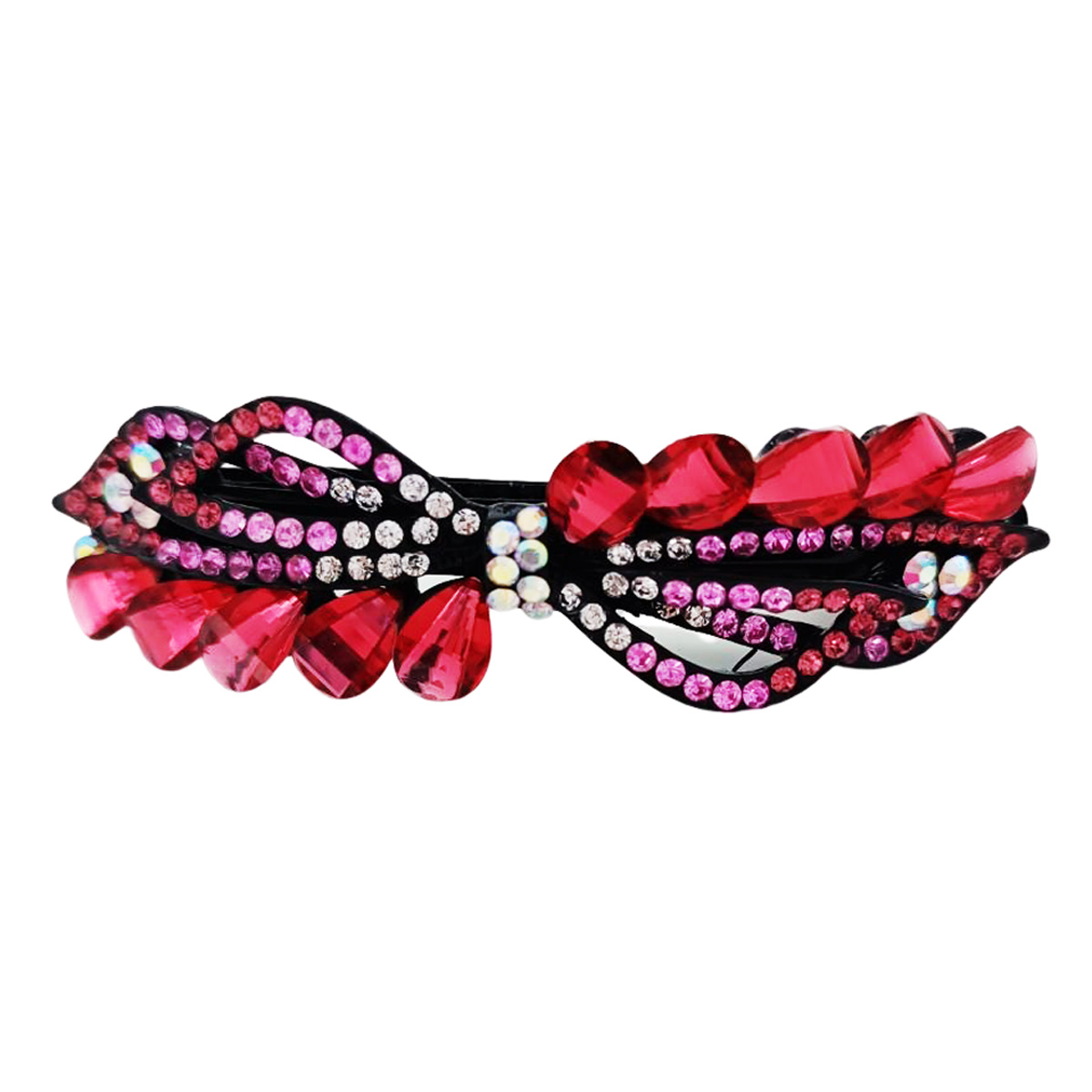 Barrette créateur \'Sissi\' rose noir - 8x2 cm - [R7514]