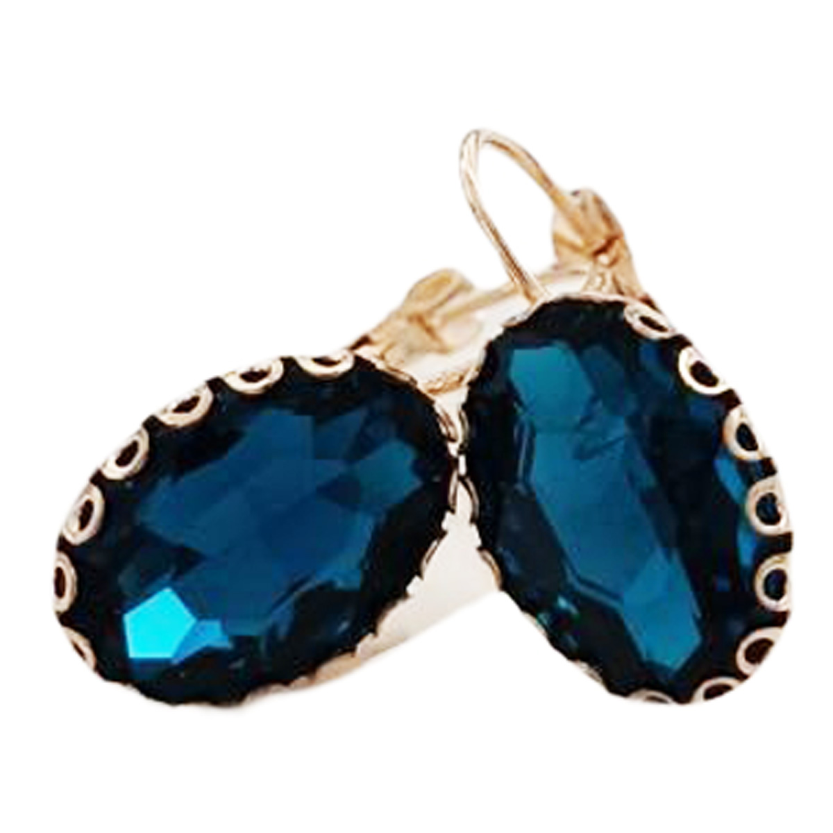 Dormeuses créateur \'Sissi\' turquoise doré - 13x10 mm - [R7538]
