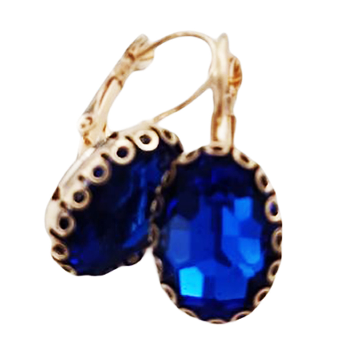 Dormeuses créateur \'Sissi\' bleu doré - 13x10 mm - [R7539]