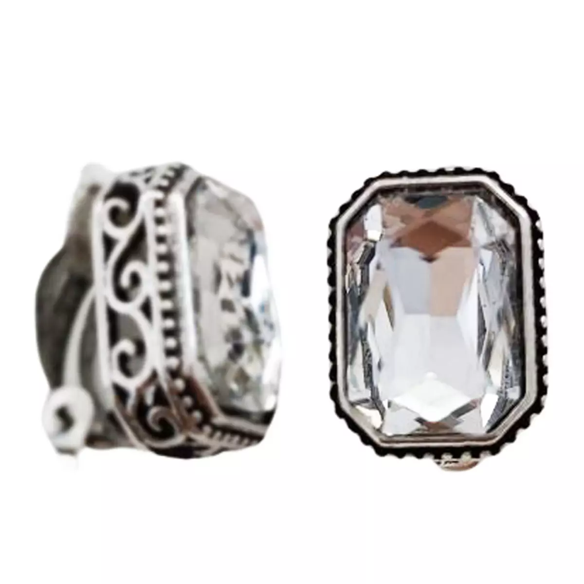 les trésors de lily Clips Créateur 'Sissi' blanc argenté 17x13 mm [R7540]