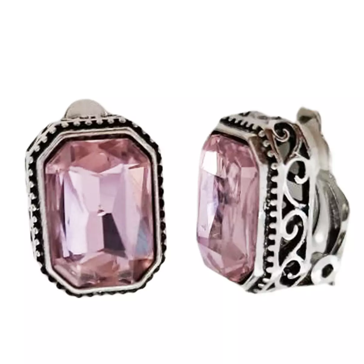 les trésors de lily Clips Créateur 'Sissi' rouge argenté 17x13 mm [R7544]