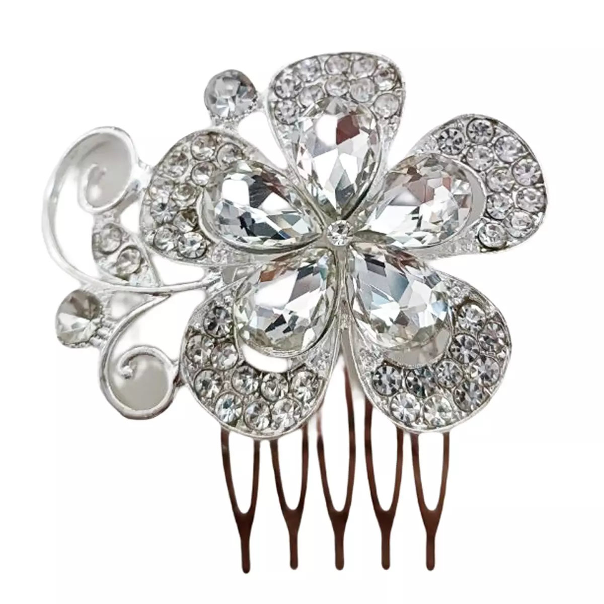 les trésors de lily Peigne créateur 'Sissi' blanc argenté 6x6 cm [R7559]