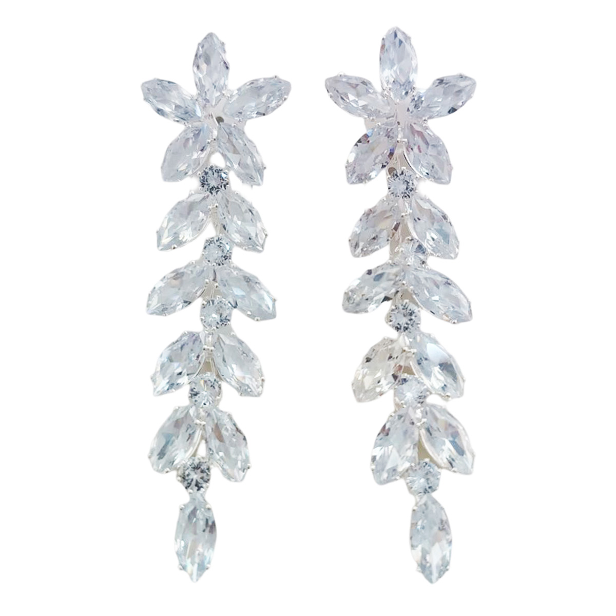 Boucles créateur \'Sissi\' blanc argenté - 70x20 mm - [R7567]