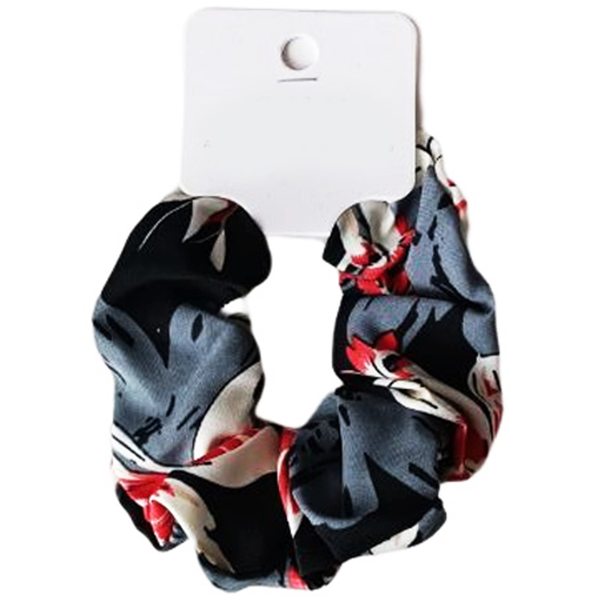 Chouchou soie \'Scarlett\' noir gris - largeur 4 cm - [R7585]