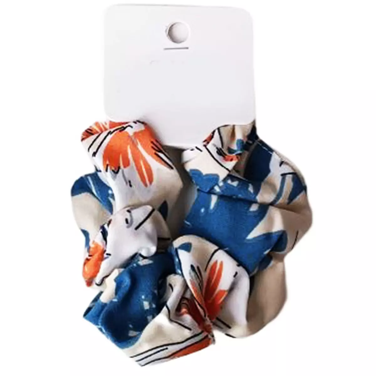 les trésors de lily Chouchou soie 'Scarlett' bleu orange largeur 4 cm [R7586]