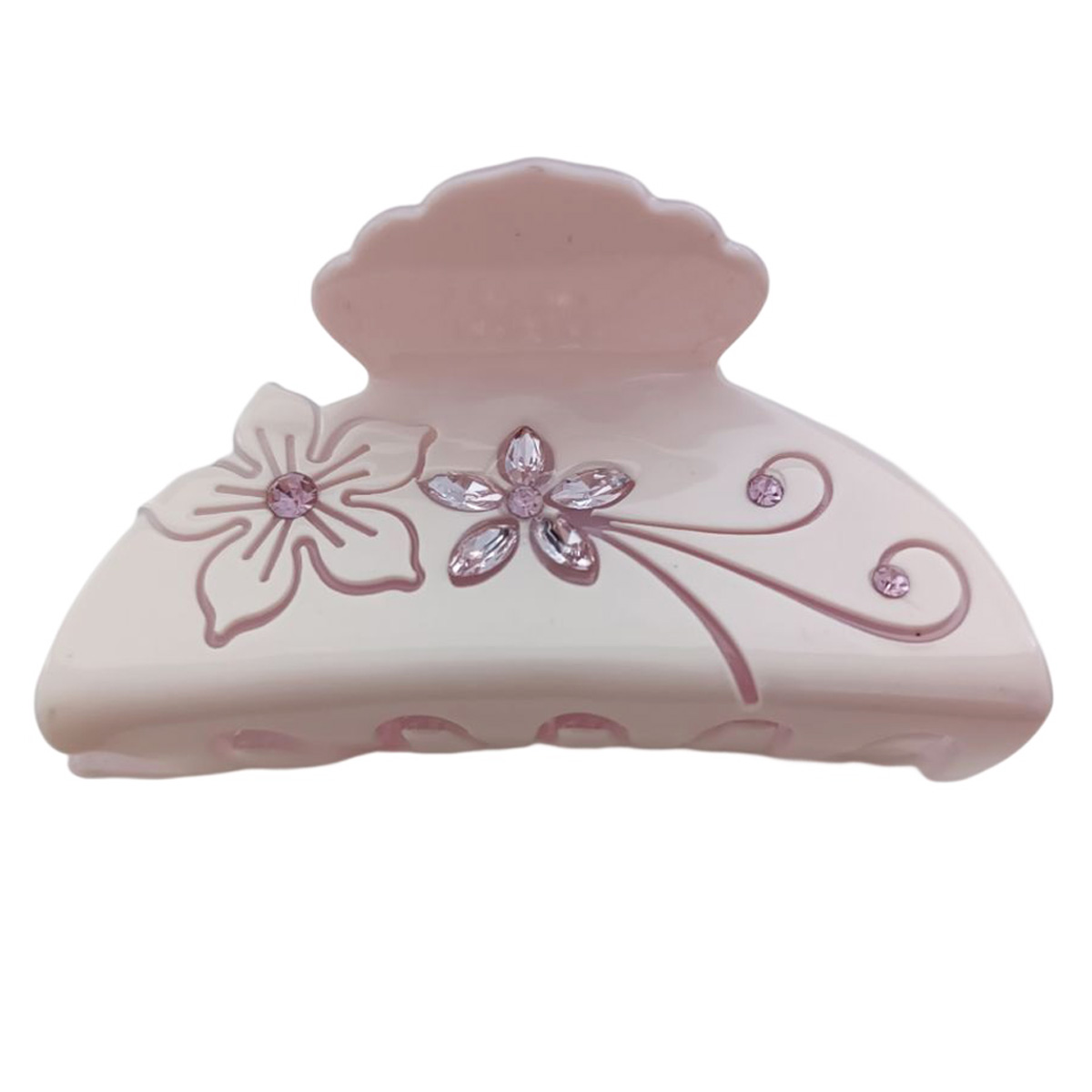 Pince crabe créateur \'Sissi\' rose (strass) - 70x35 mm - [R7636]