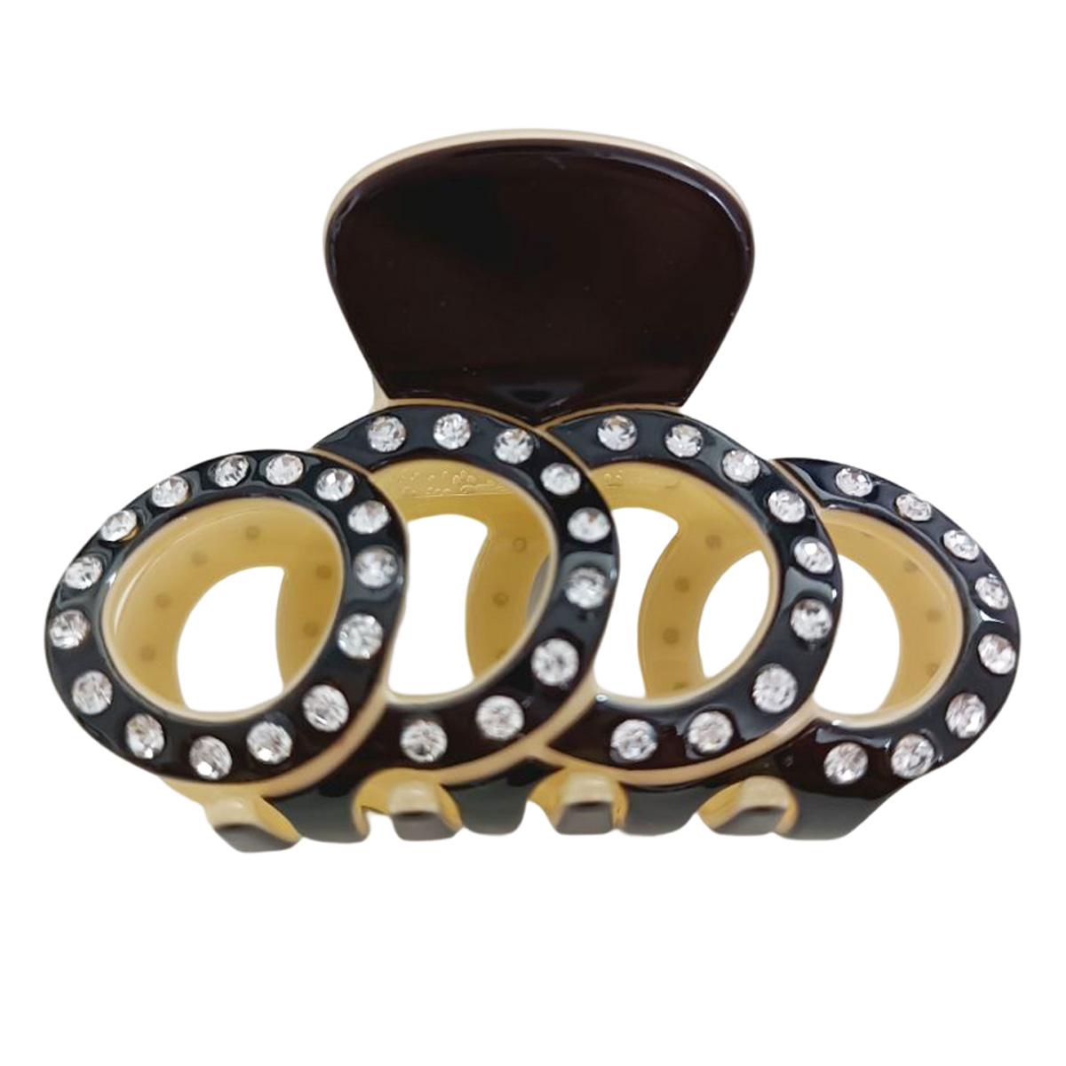 Pince crabe créateur \'Sissi\' noir (strass) - 60x35 mm - [R7648]