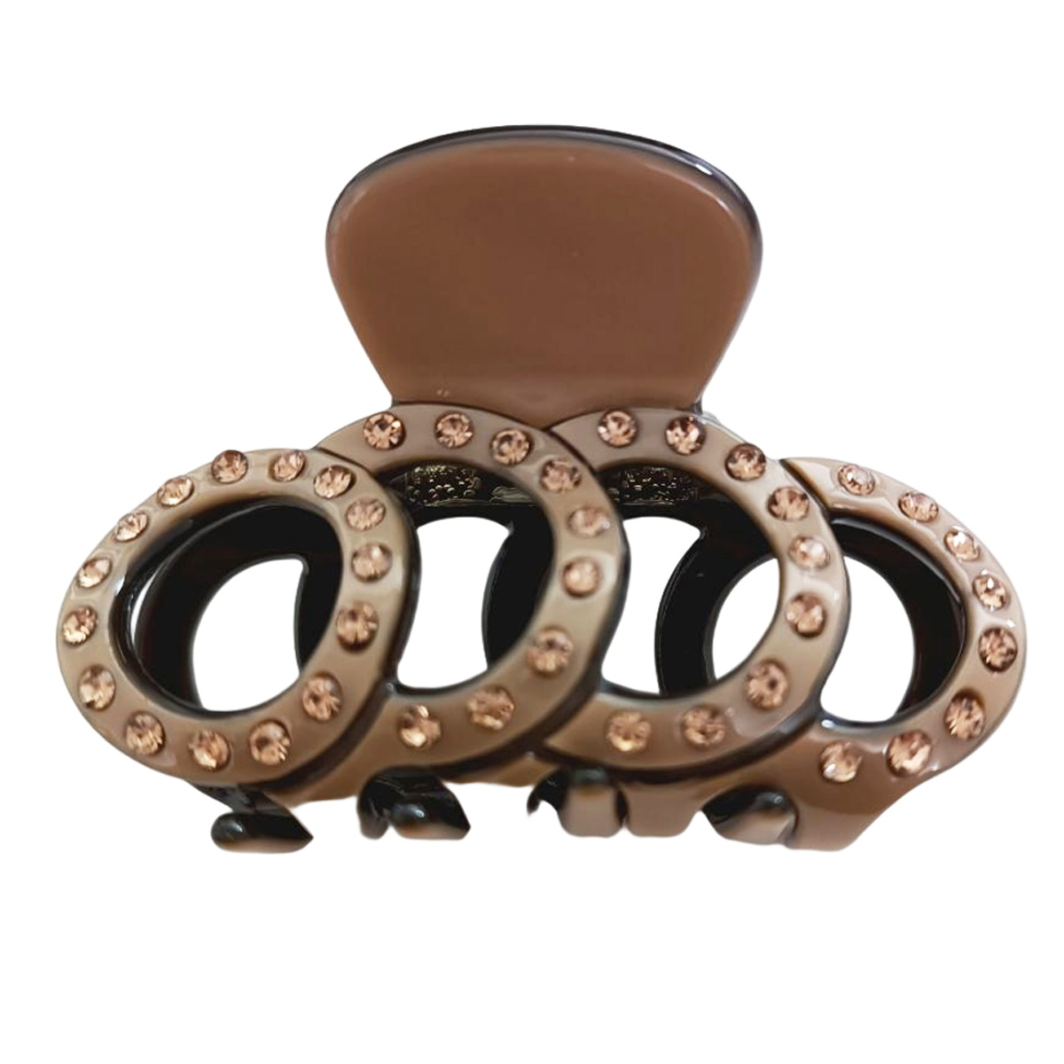 Pince crabe créateur \'Sissi\' marron (strass) - 60x35 mm - [R7649]