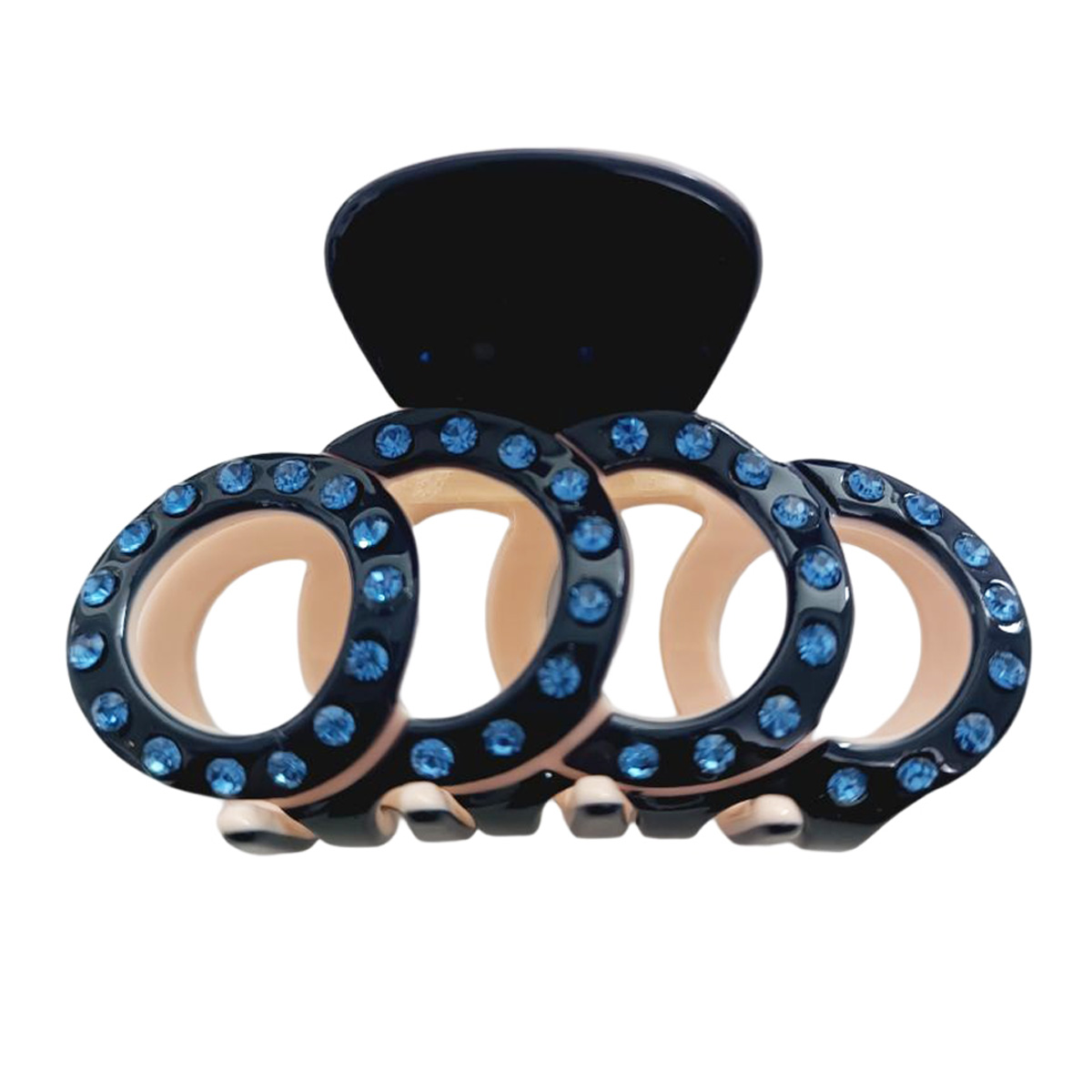 Pince crabe créateur \'Sissi\' bleu (strass) - 60x35 mm - [R7653]