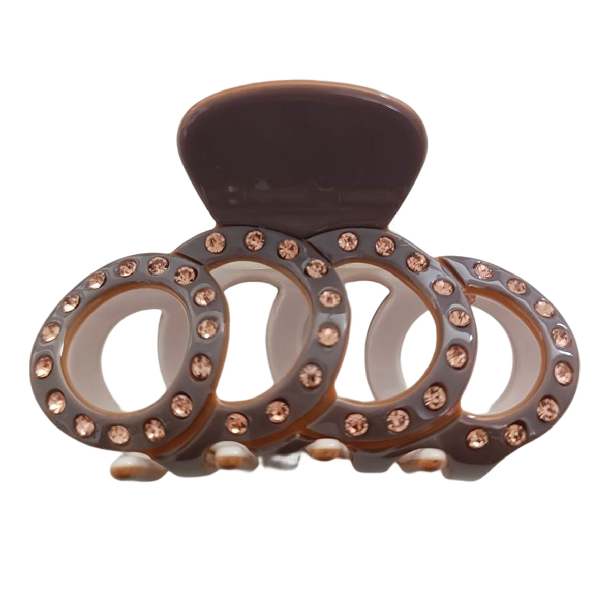 Pince crabe créateur \'Sissi\' taupe (strass) - 60x35 mm - [R7655]