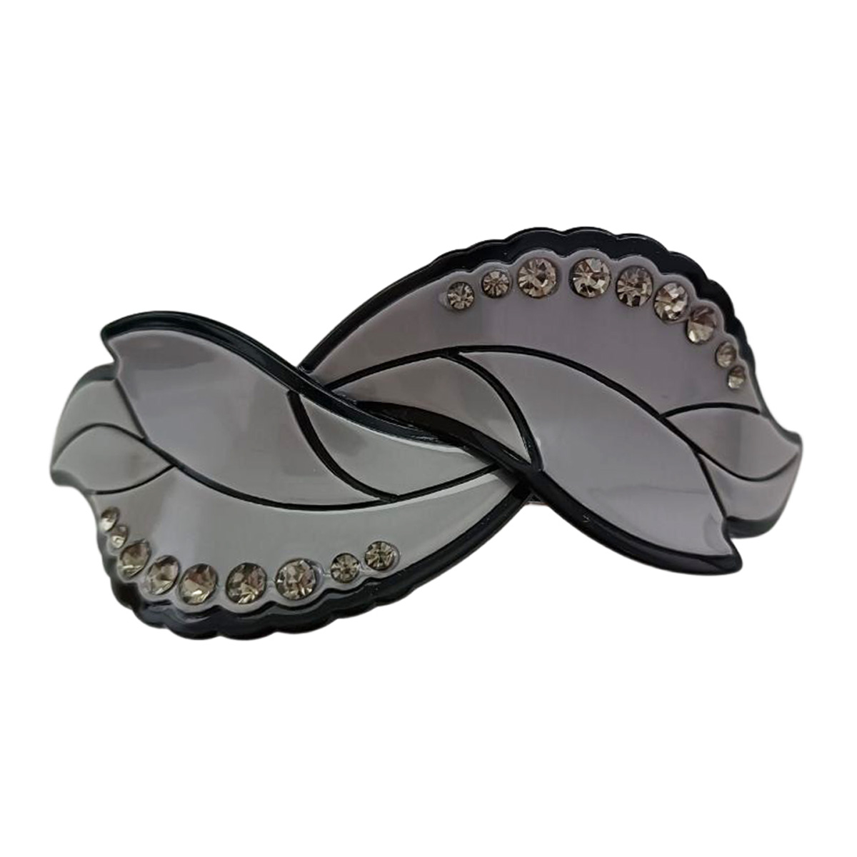 Barrette créateur \'Sissi\' gris - 90x35 mm - [R7656]