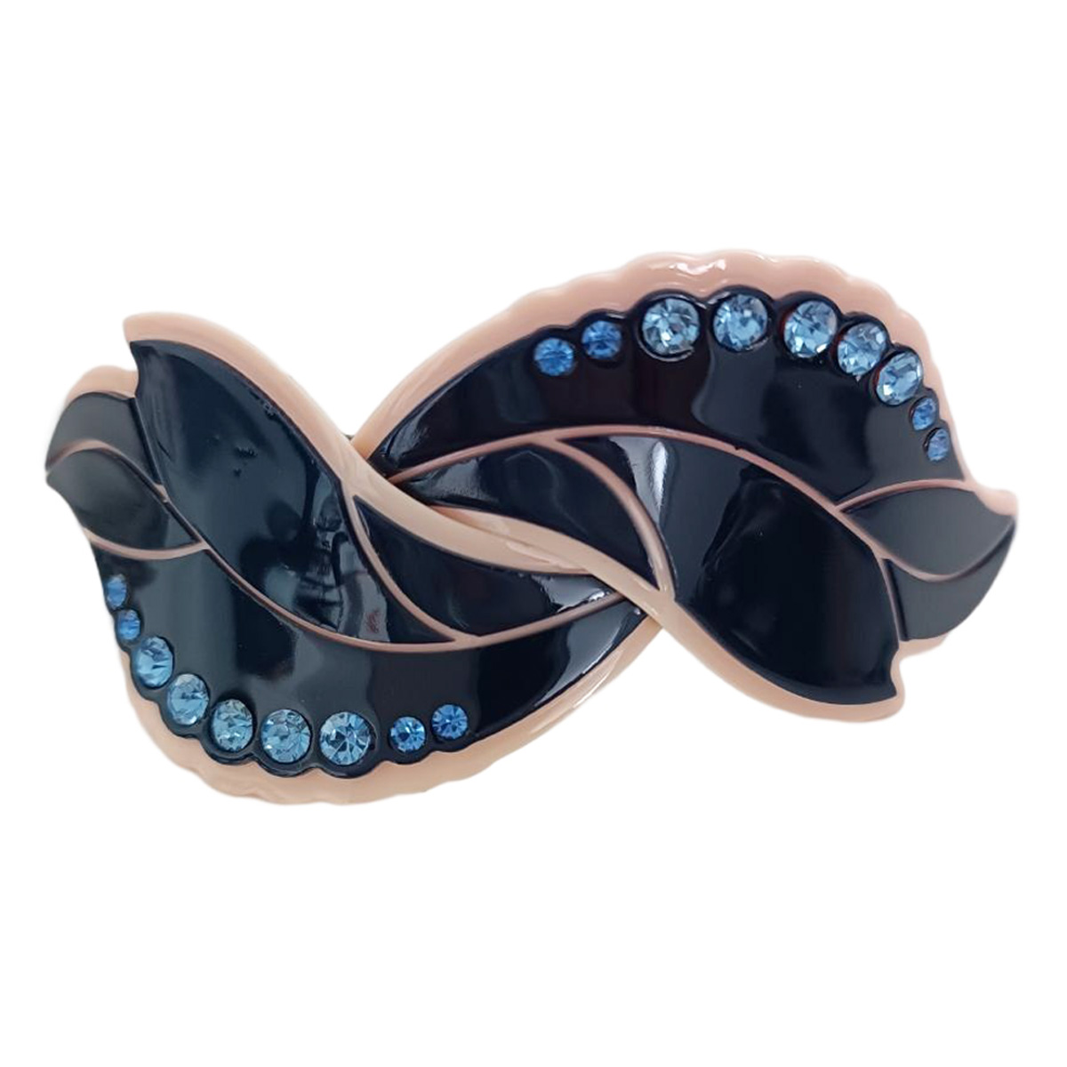 Barrette créateur \'Sissi\' bleu - 90x35 mm - [R7658]