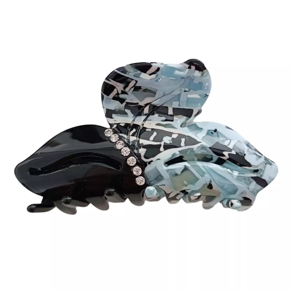 les trésors de lily Pince crabe créateur 'Sissi' noir bleu (strass) 75x40 mm [R7670]