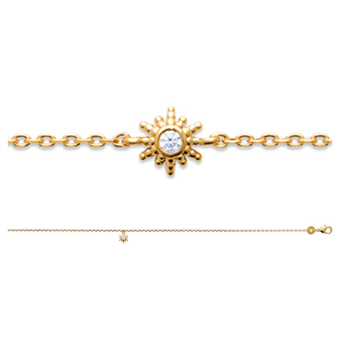 Chaîne Cheville \'Soleil\' blanc Doré - 12x9 mm - [R7705]