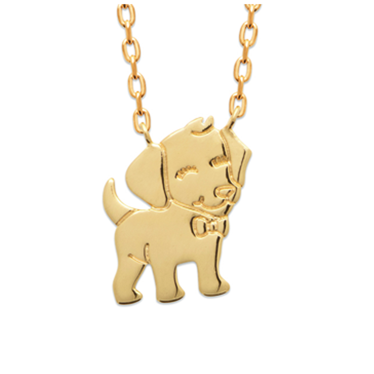 Collier Plaqué Or \'Chien\' doré - 37 cm 13x12 mm - [R7706]