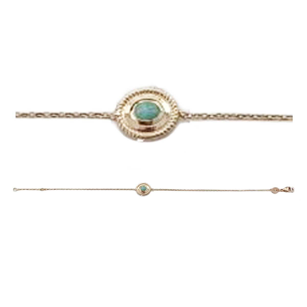 Bracelet Plaqué Or \'Cléopatra\' vert doré (amazonite) - 9x8 mm - [R7736]