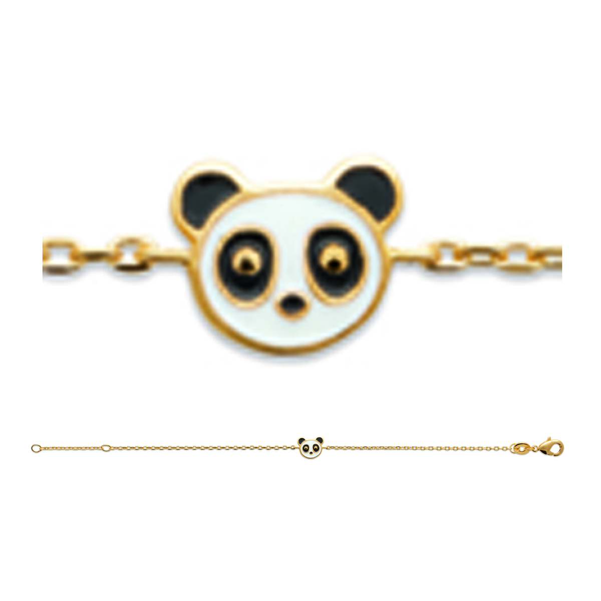 Bracelet Plaqué or \'Panda\' rouge doré - 15 cm, 7x6 mm - [R7742]