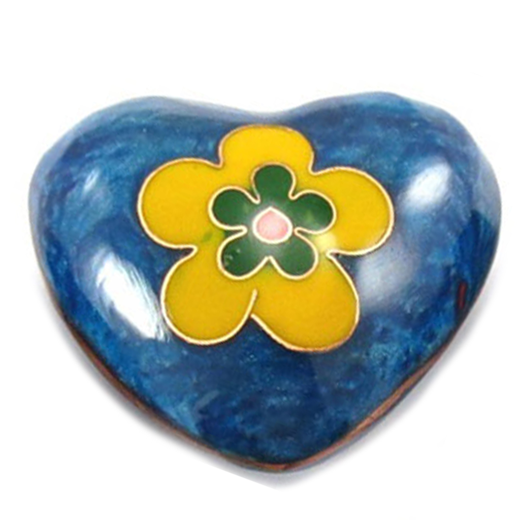 Petit Presse Papier / anti-stress \'Love\' cœur bleu cloisonné - 45 mm - [R7754]