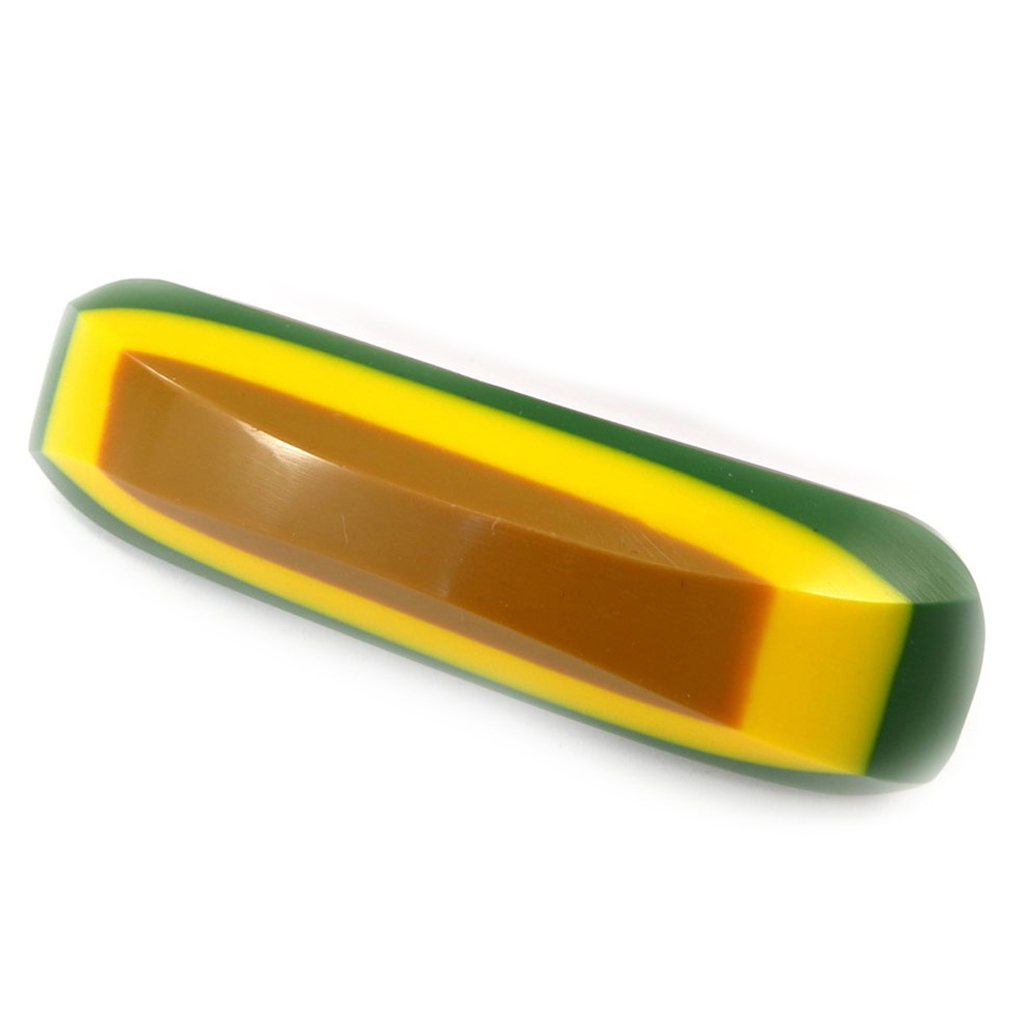 Barrette résine \'Coloriage\' vert jaune - 11x3 cm - [R7761]