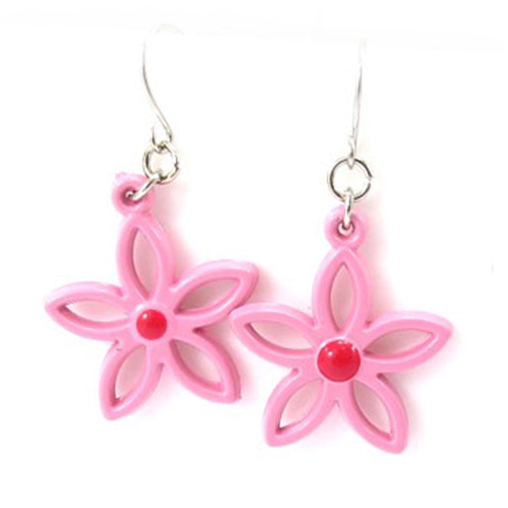 Boucles d\'oreilles \'Flora\' rose - 25 mm - [R7768]