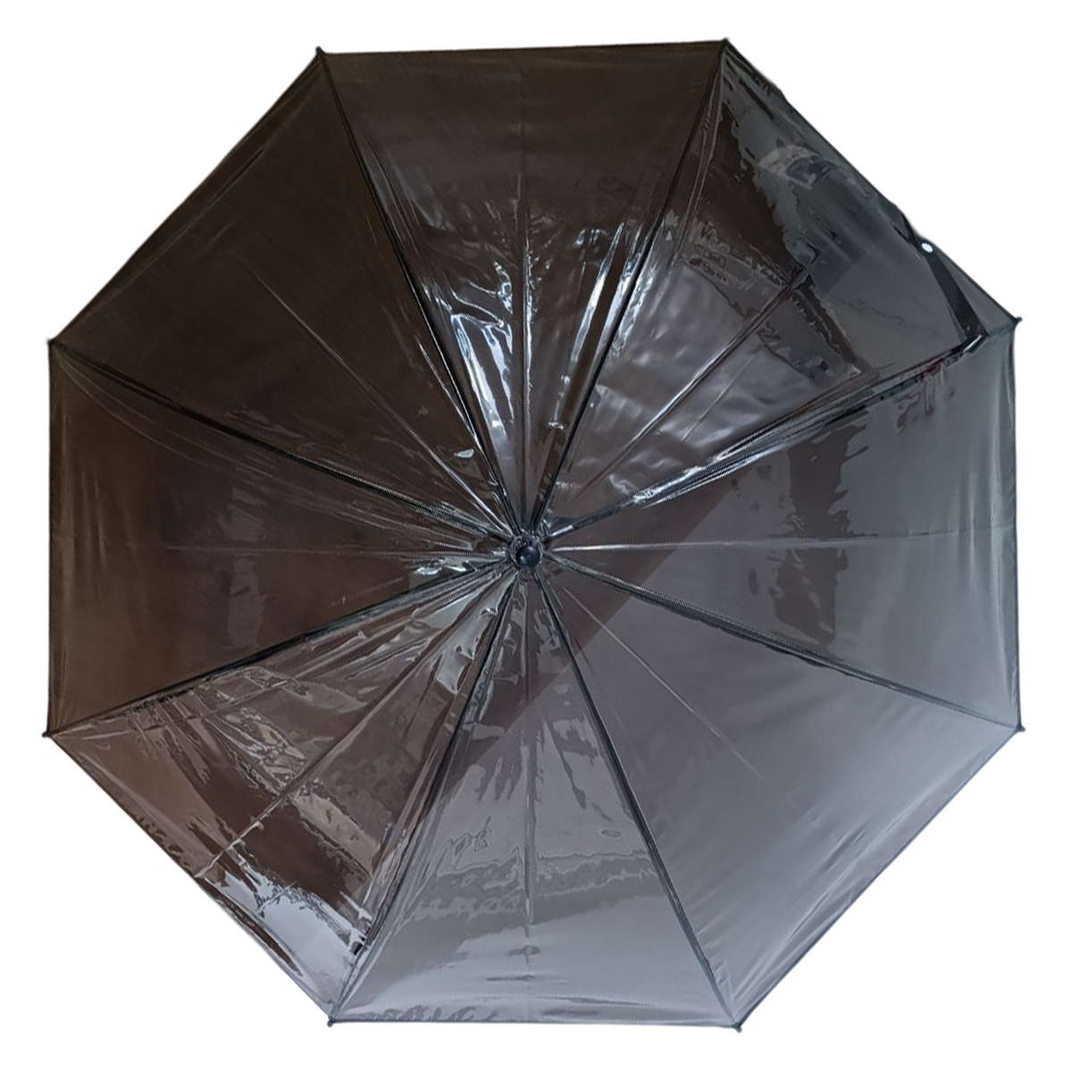 Parapluie canne\'Coloriage\' noir  transparent - 90 cm ouvert - [R7802]