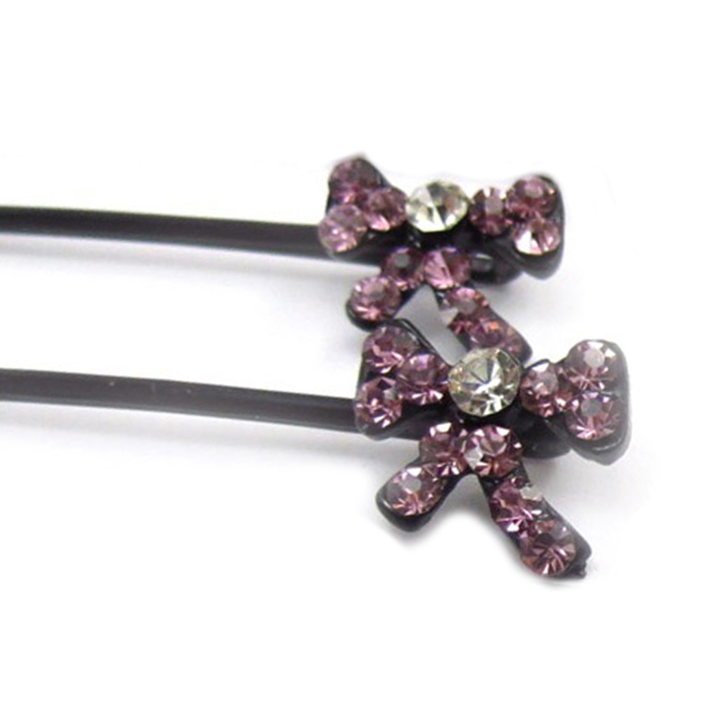 Set de 2 barrettes \'Sissi\' rose  - 53x11 mm - [R7826]
