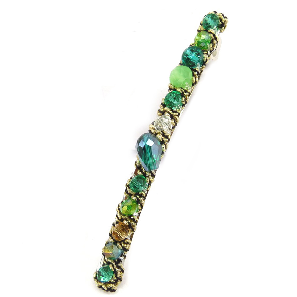 Barrette créateur \'Sissi\' vert - 10 cm - [R7833]