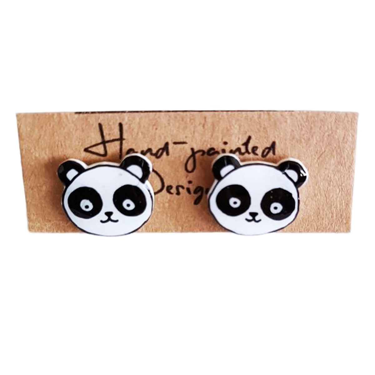 Boucles d\'oreilles artisanales \'Comptines\' panda - 12 mm - [R7898]