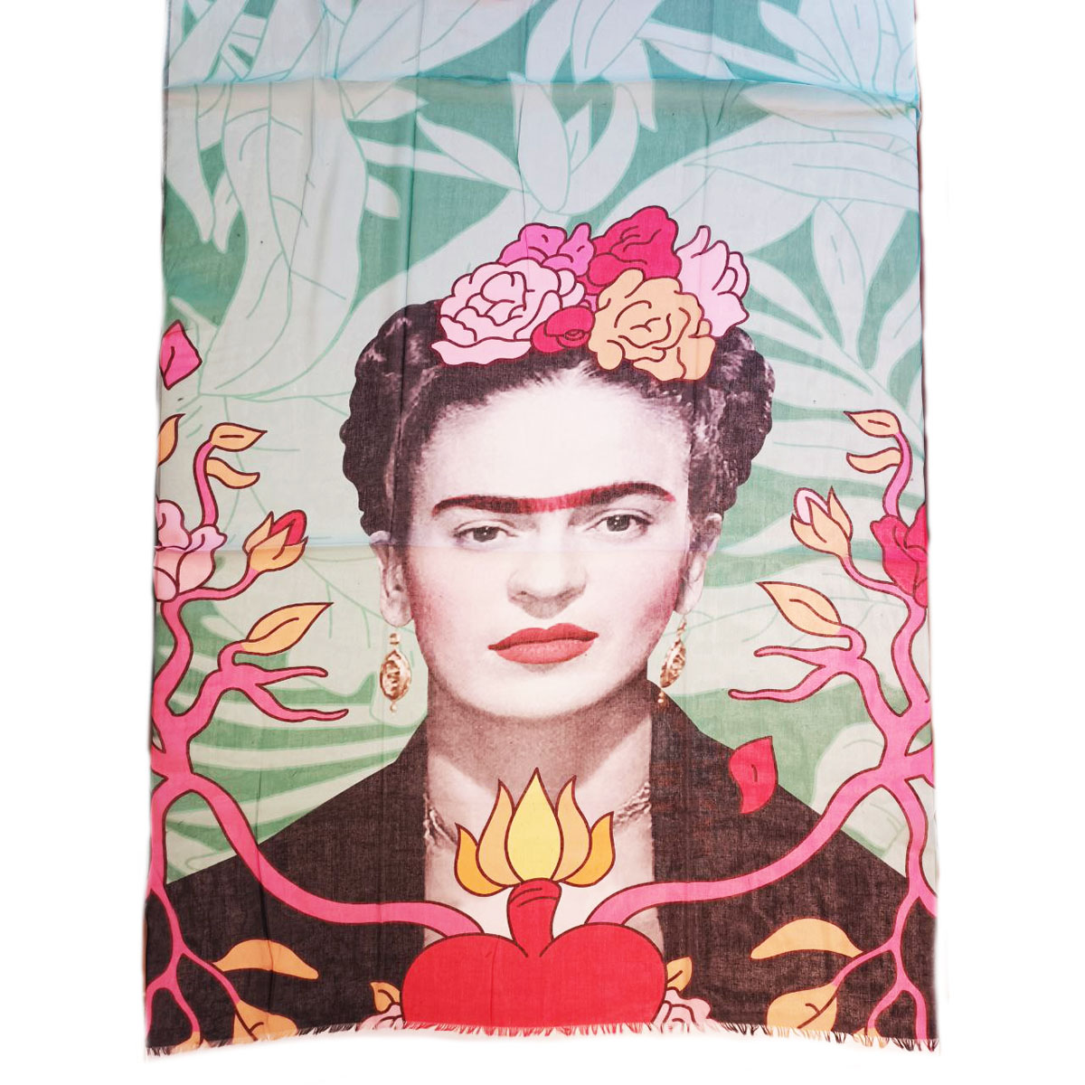 Écharpe coton soie \'Frida Kahlo\' - 180x85 cm - [R7963]