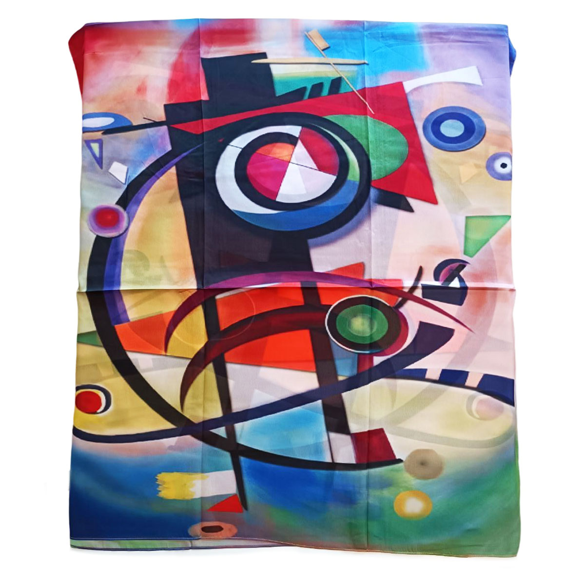 Foulard soie coton \'Beaux Arts\' (art abstrait) multicolore -  180x80 cm - [R7976]