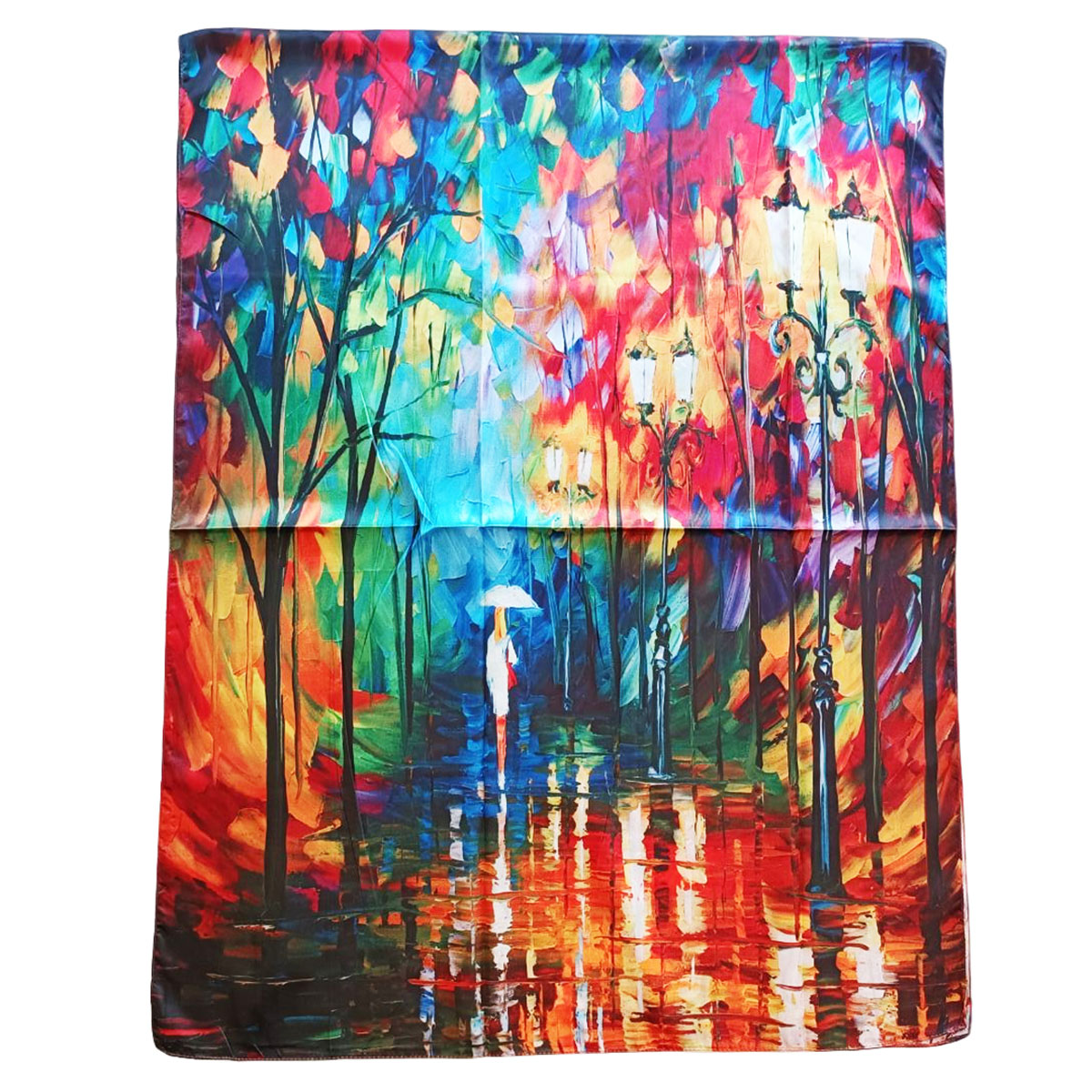 Foulard soie \'Beaux Arts\' (sous la pluie) multicolore -  180x70 cm - [R7987]