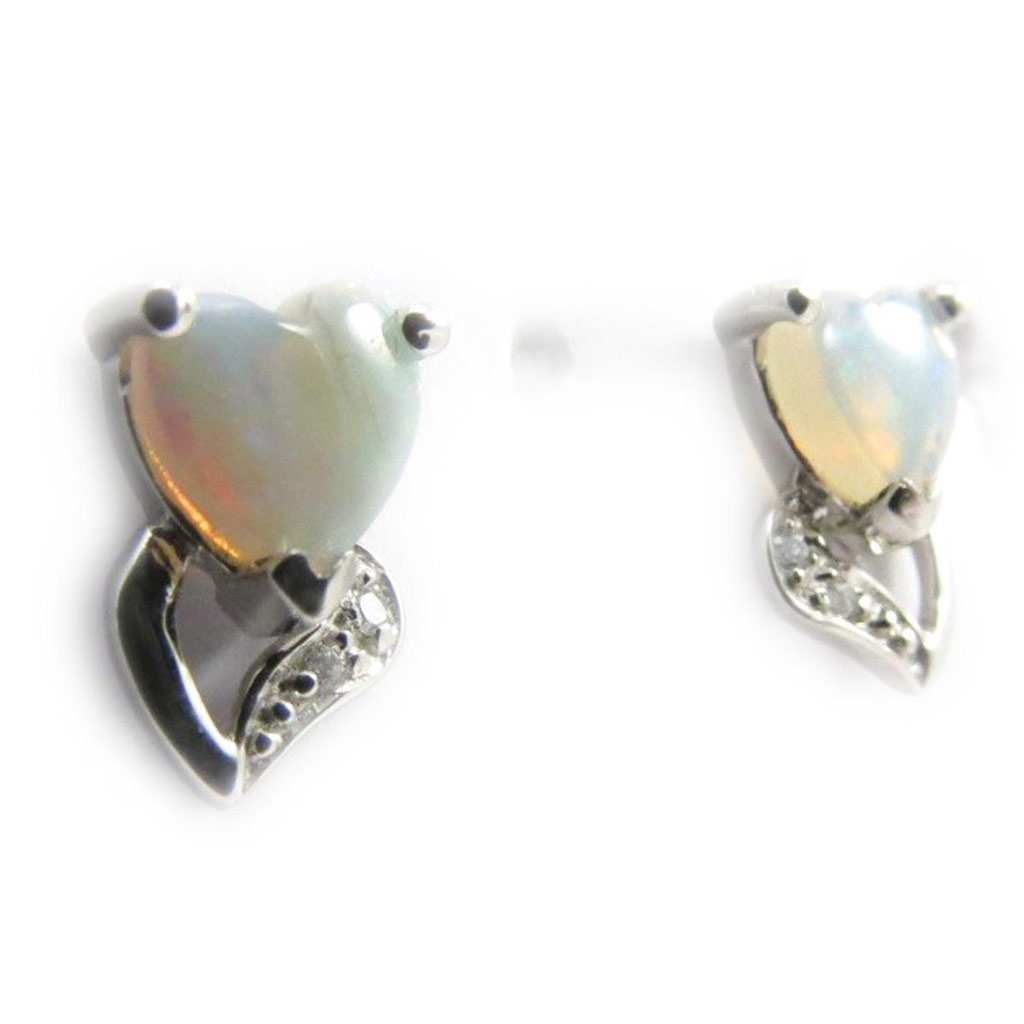 Boucles Argent \'Déesse Opale\' Blanc argenté (rhodié) - 10x7 mm - [E8685]