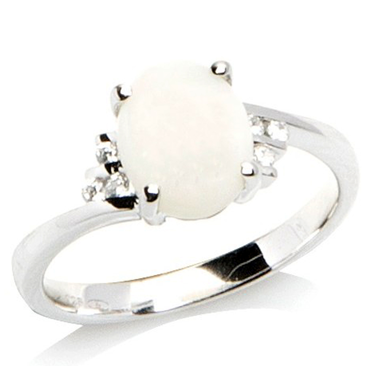 Bague Argent \'Déesse Opale\' Blanc argenté (rhodié) - 9 mm - [F6071]